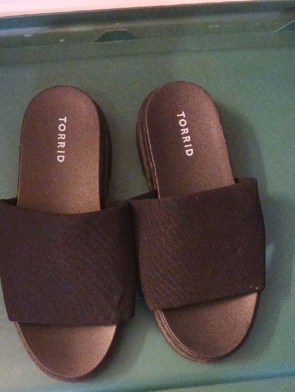 Torrid Black Wide-Strap Slide Sandals